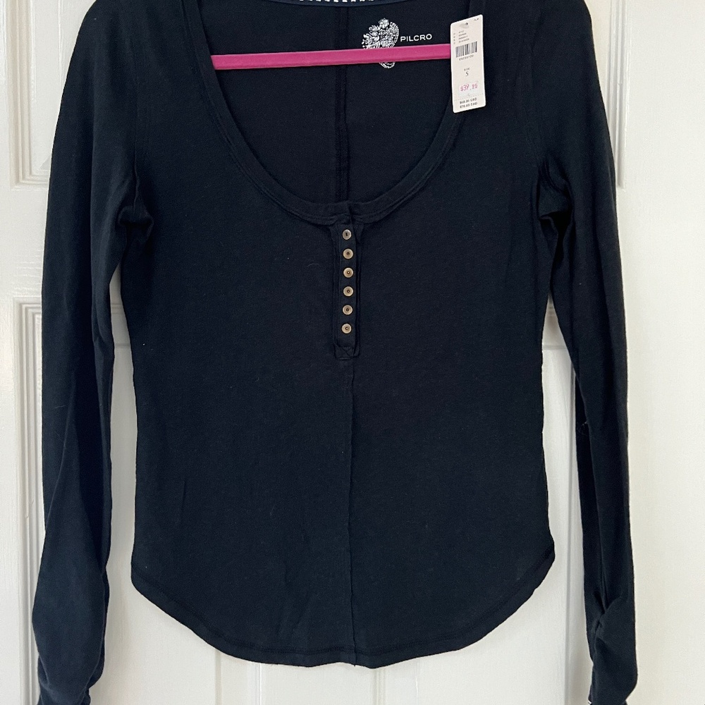 PILCRO, black, long sleeve, scoop neck, blouse